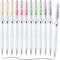 12 Pcs Gel Pens, 0.5mm Retractable Fine Point Gel Pens, Black Ink Rollerball Pens with 4 Colors Pen Holder, Quick Drying Gel Pens Smooth Writing for Note Taking Office School Women Men